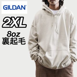 ギルタン(GILDAN)の新品 ギルダン 8oz  無地 プルオーバー パーカー 裏起毛 ベージュ 2XL(パーカー)