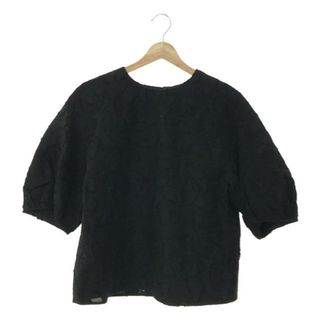 ユナイテッドアローズ(UNITED ARROWS)の【美品】  UNITED ARROWS / ユナイテッドアローズ | UBCS カットジャカード 5分袖 ブラウス | 36 | ブラック | レディース(シャツ/ブラウス(半袖/袖なし))