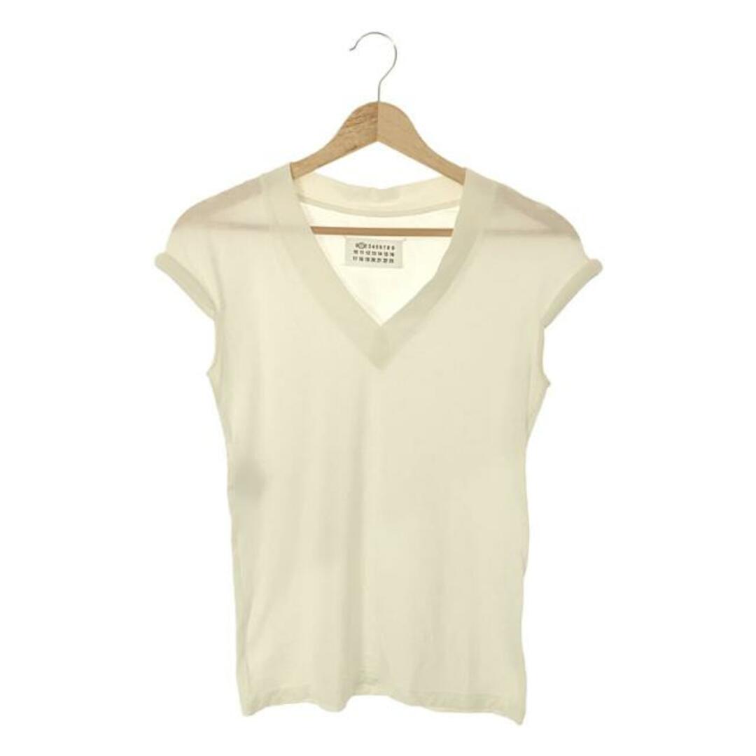 Maison Martin Margiela(マルタンマルジェラ)のMaison Martin Margiela / メゾンマルタンマルジェラ | 2011SS | Vネック フレンチスリーブ カットソー Tシャツ | XS | ホワイト | レディース レディースのトップス(Tシャツ(半袖/袖なし))の商品写真