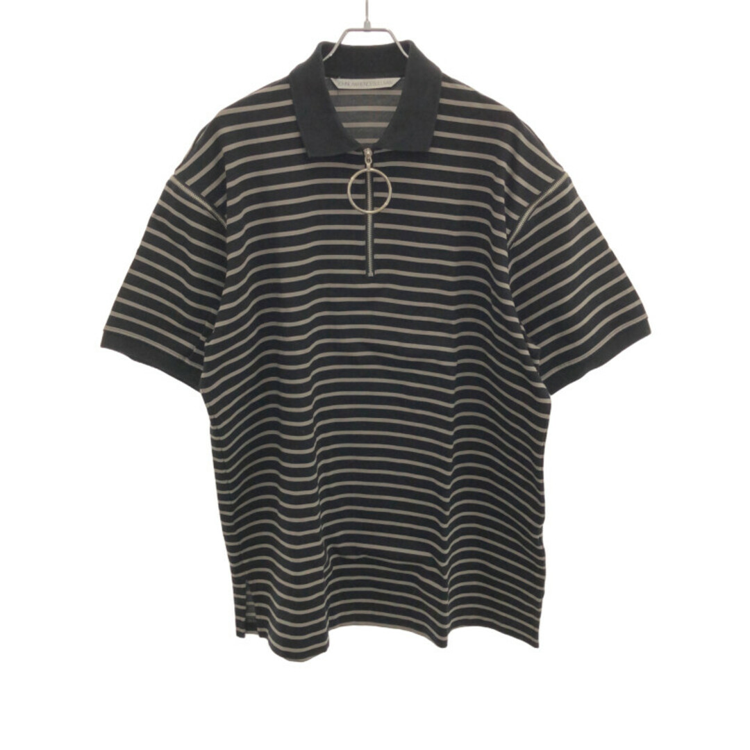 JOHN LAWRENCE SULLIVAN(ジョンローレンスサリバン)のJOHN LAWRENCE SULLIVAN ジョン ローレンス サリバン STRIPED ZIPPED POLO ボーダージップポロシャツ ブラック L メンズのトップス(ポロシャツ)の商品写真