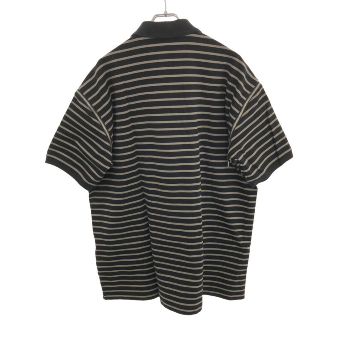 JOHN LAWRENCE SULLIVAN(ジョンローレンスサリバン)のJOHN LAWRENCE SULLIVAN ジョン ローレンス サリバン STRIPED ZIPPED POLO ボーダージップポロシャツ ブラック L メンズのトップス(ポロシャツ)の商品写真