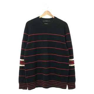 ジバンシィ(GIVENCHY)のGIVENCHY / ジバンシィ | ウール ボーダー クルーネック ニットセーター | M | ブラック | メンズ(ニット/セーター)