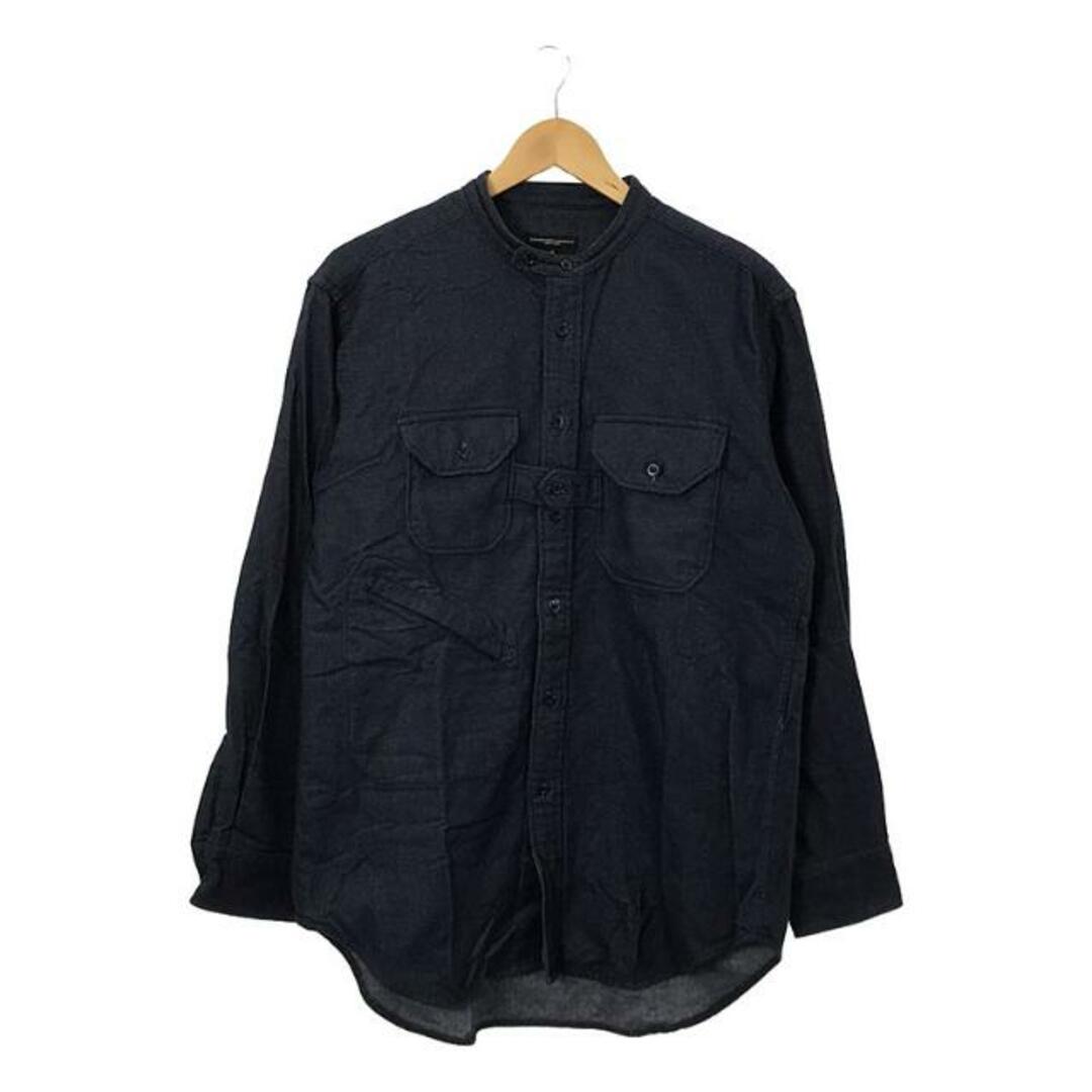 【美品】  Engineered Garments / エンジニアドガーメンツ | Banded Collar Shirt  / デニムライク フランネル バンドカラーシャツ | S | インディゴ | メンズTシャツ/カットソー(七分/長袖)