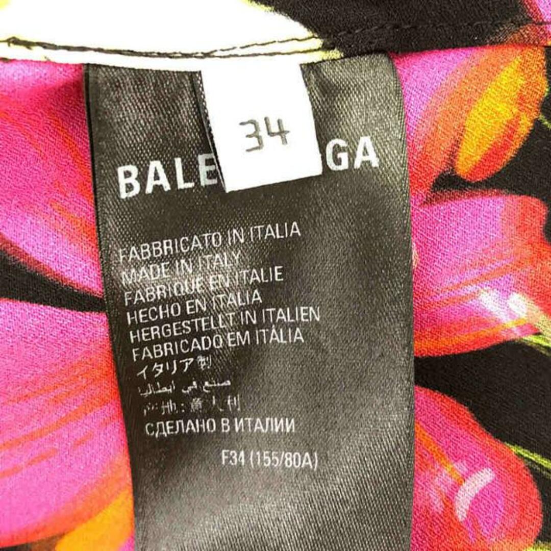 Balenciaga(バレンシアガ)の【新品】  BALENCIAGA / バレンシアガ | 2022SS | 総柄 フラワー リボン タイ レーヨン オーバー ロングシャツ ブラウス | 34 | ブラック/マルチカラー | レディース レディースのトップス(シャツ/ブラウス(長袖/七分))の商品写真