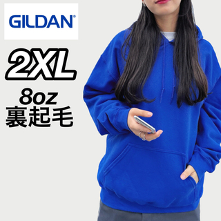 ギルタン(GILDAN)の新品 ギルダン 8oz  無地 プルオーバー パーカー 裏起毛 ブルー 2XL(パーカー)