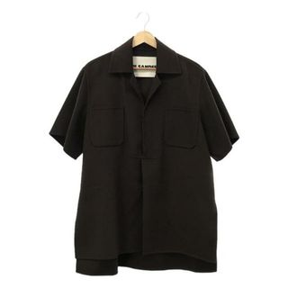 ジルサンダー(Jil Sander)の【美品】  JIL SANDER / ジルサンダー | 2022AW | カシミヤ スキッパー プルオーバー 半袖シャツ | 32 | ブラウン | レディース(シャツ/ブラウス(半袖/袖なし))