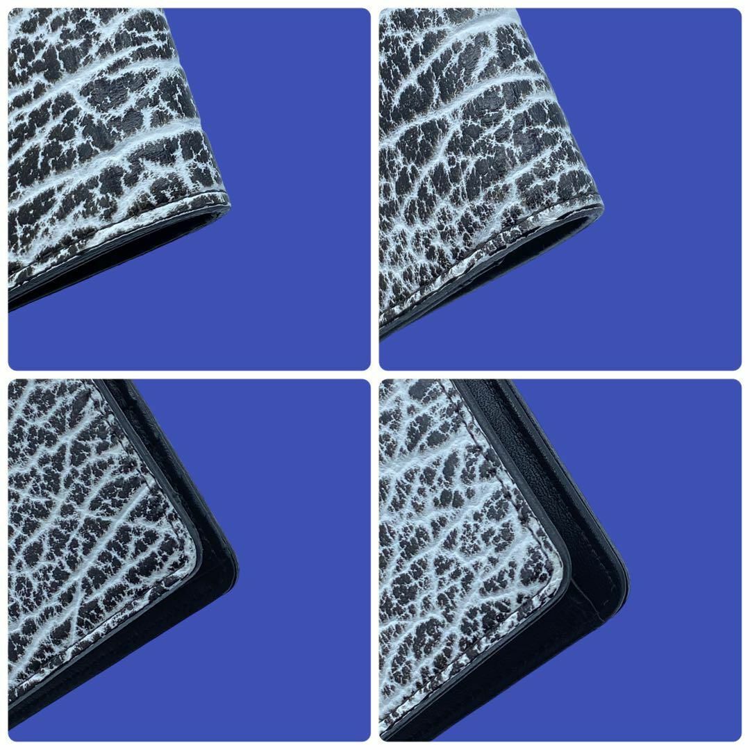《美品》　エルイーディーバイツ　オットセイ革　二つ折り財布　ブラック×ホワイト メンズのファッション小物(折り財布)の商品写真