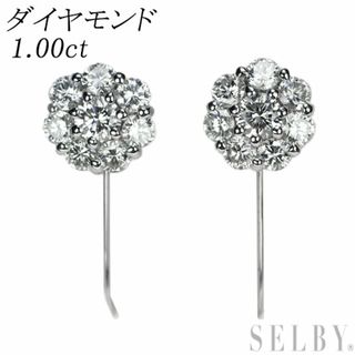 Pt900/ K14WG ダイヤモンド イヤリング 1.00ct フラワーの通販｜ラクマ