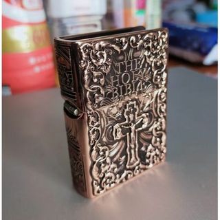 HOLY BIBLE　聖書　オイルライター　フルメタル　多面彫刻　ローズゴールド(タバコグッズ)