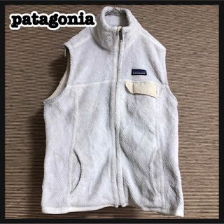 パタゴニア(patagonia)の【パタゴニア】フリースベスト　ワンポイント　ホワイト白　エンブレムタグF2(ベスト/ジレ)