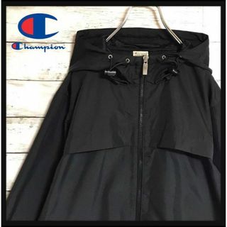 チャンピオン(Champion)の【美品】チャンピオン　ワンポイントロゴナイロンジャケット　ブラック　C282R(ナイロンジャケット)