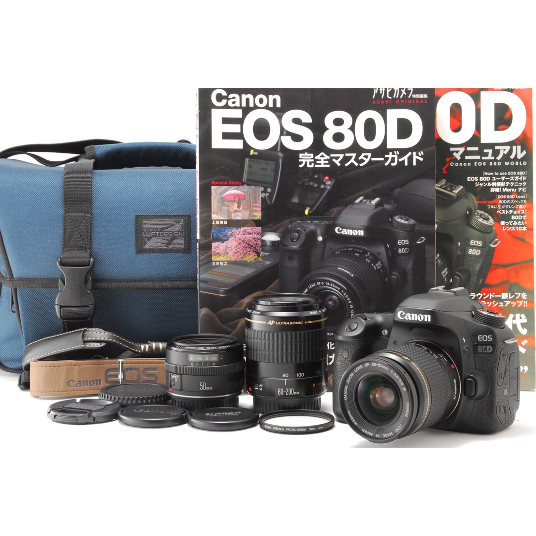 初めての一眼カメラ❤️豪華付属品＆おまけ多数！ショット数3052回★キャノン EOS 80D❤️