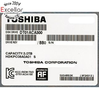 トウシバ(東芝)のTOSHIBA製HDD　DT01ACA300　3TB SATA600 7200(PC周辺機器)