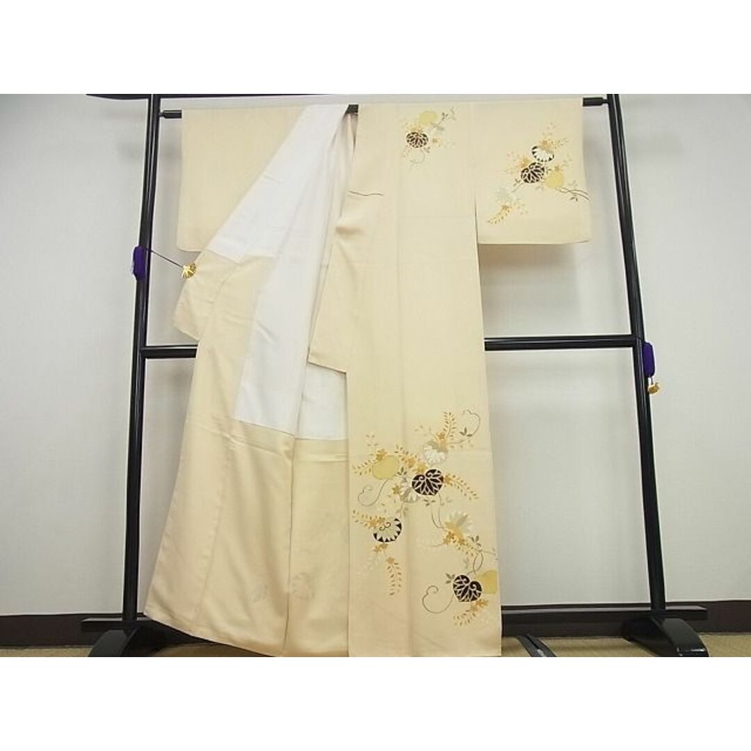 平和屋1■極上　 工芸キモノ野口　訪問着　駒刺繍　蔦の葉文　銀彩　逸品4s184 レディースの水着/浴衣(着物)の商品写真