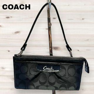 コーチ(COACH)のCOACH コーチ 長財布 ポーチ ウォレット ブラック キャンバス(財布)