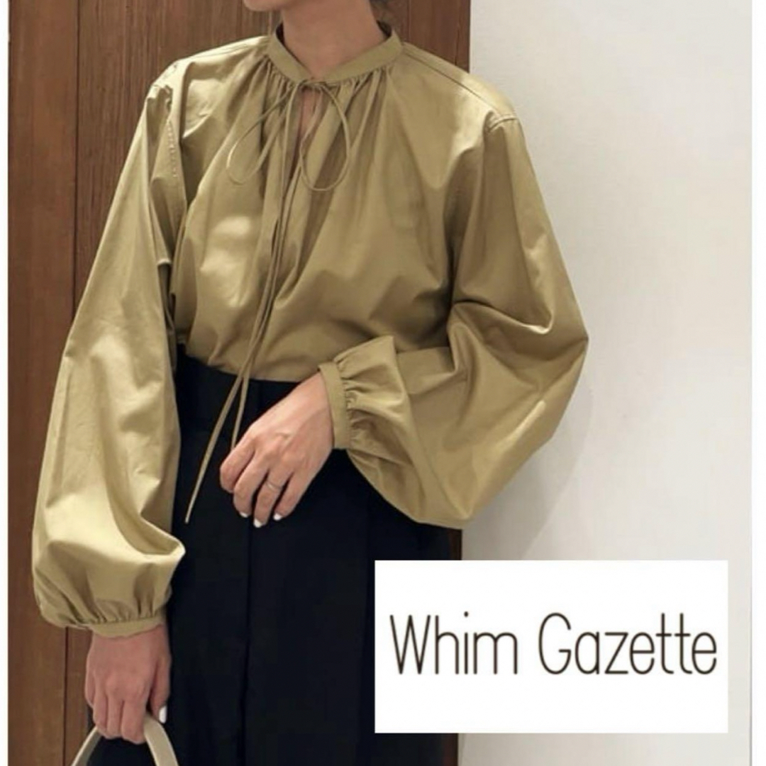 美品✨23SS  Whim Gazette  スタンドギャザー ブラウス