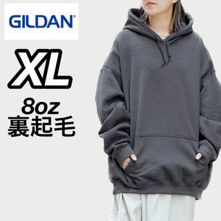 ギルタン(GILDAN)の新品 ギルダン 8oz  無地 プルオーバー パーカー 裏起毛 ダークヘザーXL(パーカー)