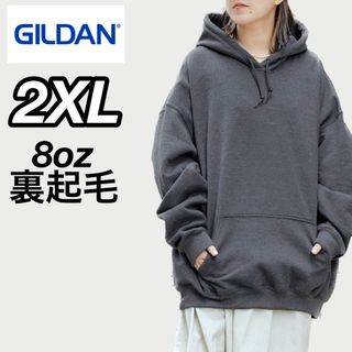 ギルタン(GILDAN)の新品ギルダン 8oz  無地 プルオーバー パーカー 裏起毛 ダークヘザー2XL(パーカー)