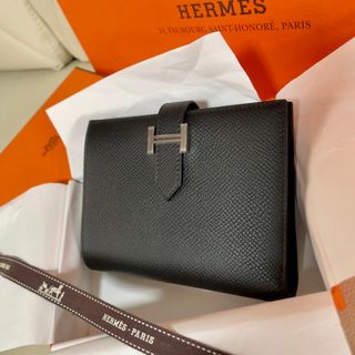 エルメス(Hermes)の新品未使用 エルメス 財布 べアン コンパクト 黒 シルバー金具(折り財布)