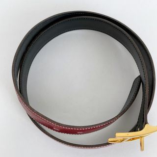 ☆美品 HERMES エルメス アピベルト Hバングル レザーベルト 黒赤 本革