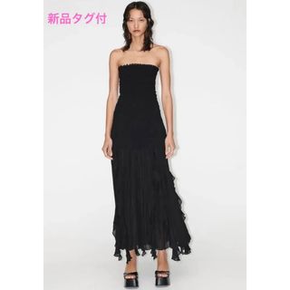 ザラ(ZARA)の新品タグ付♡ストラップレスドレープワンピース(ロングワンピース/マキシワンピース)