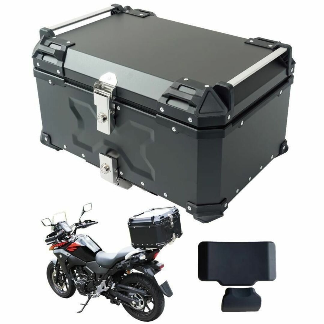 値下げ中★バイクリアボックス アルミトップケース (65L Black 黒)59×42×37cm内形