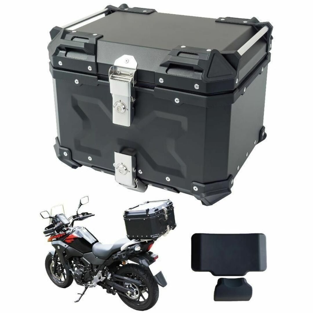 値下げ中★バイクリアボックス アルミトップケース (45L Black 黒)73kg大容量