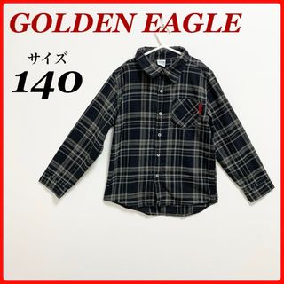 ゴールデンイーグル　古着　ワイシャツ　チェック柄　長袖　長袖ワイシャツ　140(Tシャツ/カットソー)