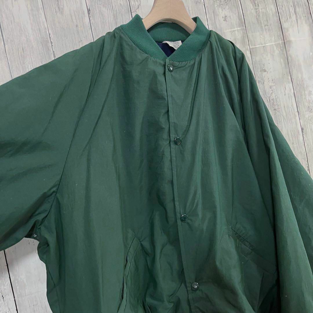 USA製ヴィンテージ古着ゆるだぼオーバーサイズXXL中綿ナイロンジャケット 緑 メンズのジャケット/アウター(ナイロンジャケット)の商品写真