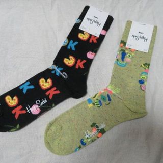 ハッピーソックス(Happy Socks)の新￥3,080北欧 Happy Socks バーガー＆野菜柄靴下柄違い2足セット(ソックス)