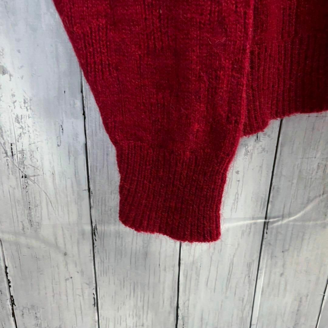 USA製ヴィンテージ古着MANHATTAN ジャガード柄ニットセーター　L 赤 メンズのトップス(ニット/セーター)の商品写真