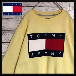 トミージーンズ(TOMMY JEANS)の【太袖ゆるだぼ】トミージーンズ　ビックロゴスウェット　薄イエロー　F807R(スウェット)