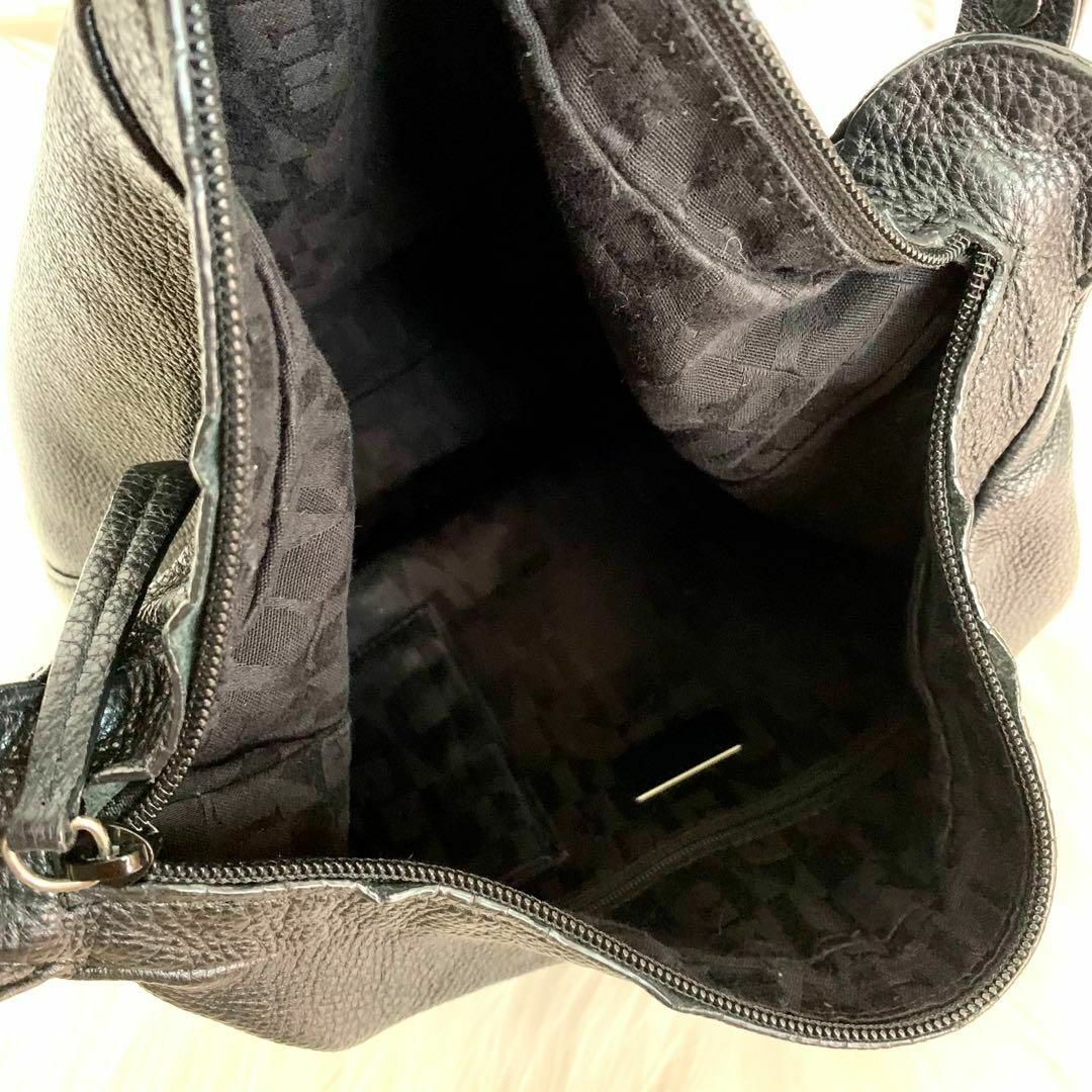 Furla(フルラ)のFURLA フルラ ワンショルダーシボ革ハンドバッグ トートバック ブラック レディースのバッグ(ハンドバッグ)の商品写真
