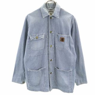 カーハート(carhartt)のカーハート ヒッコリーデニム ジャケット M ネイビー系 Carhartt メンズ 古着 【240124】(その他)