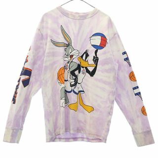 スペースジャム タイダイ 長袖 Tシャツ XS ホワイト×パープル SPACE JAM トミージーンズ メンズ 古着 【240124】(Tシャツ/カットソー(七分/長袖))