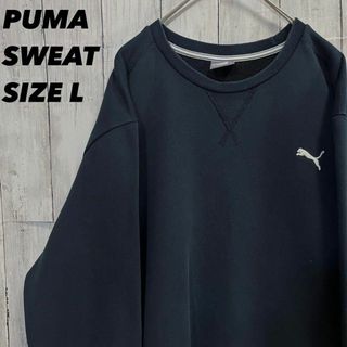 プーマ(PUMA)のメンズ古着PUMAプーマ　前Vワンポイント刺繍ロゴスエットトレーナー　サイズL黒(スウェット)