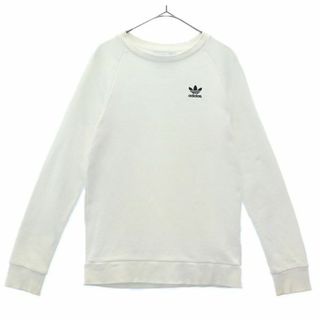 アディダス(adidas)のアディダス トレフォイルロゴ刺繍 長袖 トレーナー XS ホワイト adidas スウェット メンズ 古着 【240124】(スウェット)