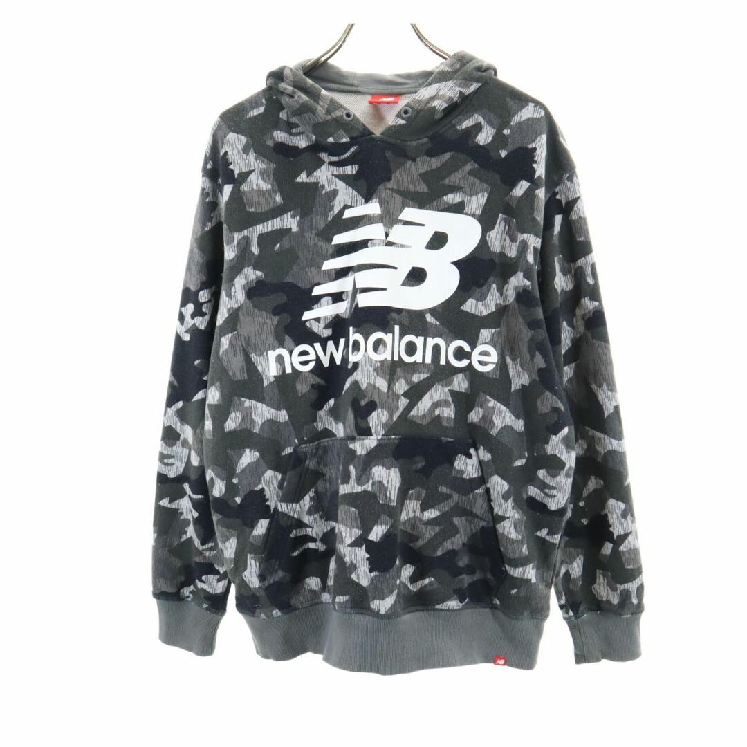 New Balance(ニューバランス)のニューバランス 長袖 フード パーカー XL グレー系 NEW BALANCE スウェット メンズ 古着 【240124】 メンズのトップス(パーカー)の商品写真