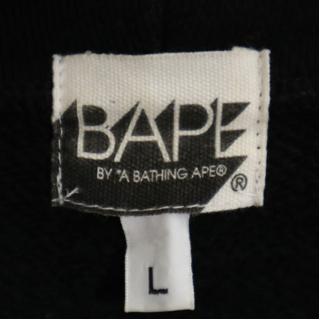 A BATHING APE(アベイシングエイプ)のアベイシングエイプ ベイプ スウェット ジップパーカー L ブラック A BATHING APE 日本製 BAPE メンズ 古着 【240124】 メンズのトップス(パーカー)の商品写真