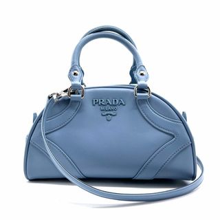 プラダ(PRADA)のプラダ PRADA ハンドバッグ 斜め掛けショルダーバッグ レザー ライトブルー シルバー レディース 送料無料【中古】 z0216(ハンドバッグ)