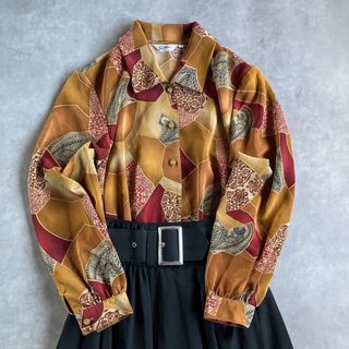 グリモワール(Grimoire)のused レトロ アート 総柄 ブラウス 古着 ヴィンテージ vintage(シャツ/ブラウス(長袖/七分))