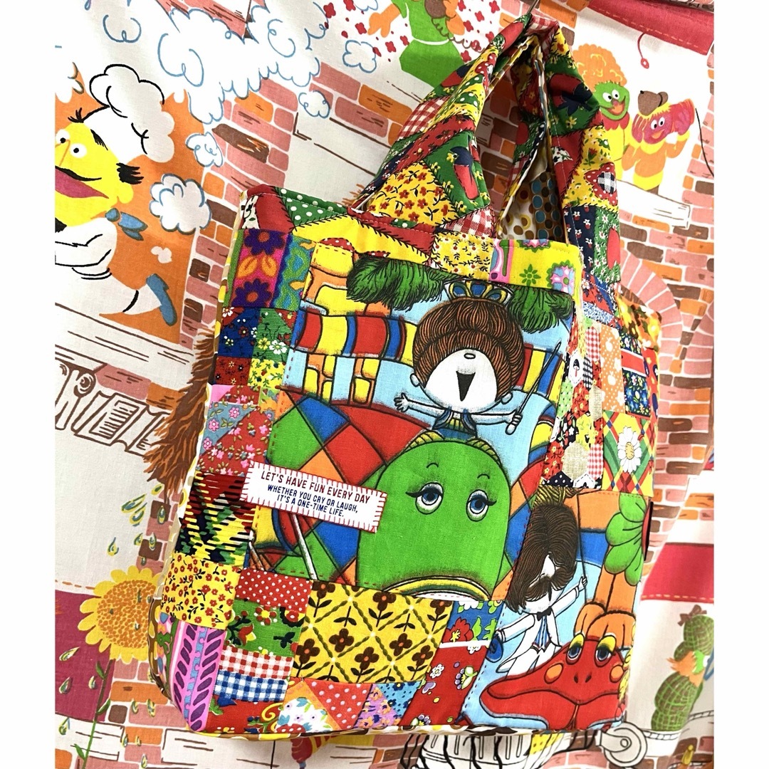 ハンドメイド☆ビンテージパッチワークバック ハンドメイドのファッション小物(バッグ)の商品写真