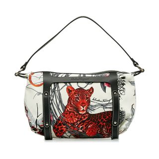 サルヴァトーレフェラガモ(Salvatore Ferragamo)の美品 サルヴァトーレフェラガモ アニマル ヒョウ レオパード フラワー ハンドバッグ AU-22 6192 ナイロン レディース Salvatore Ferragamo 【228-33940】(ハンドバッグ)