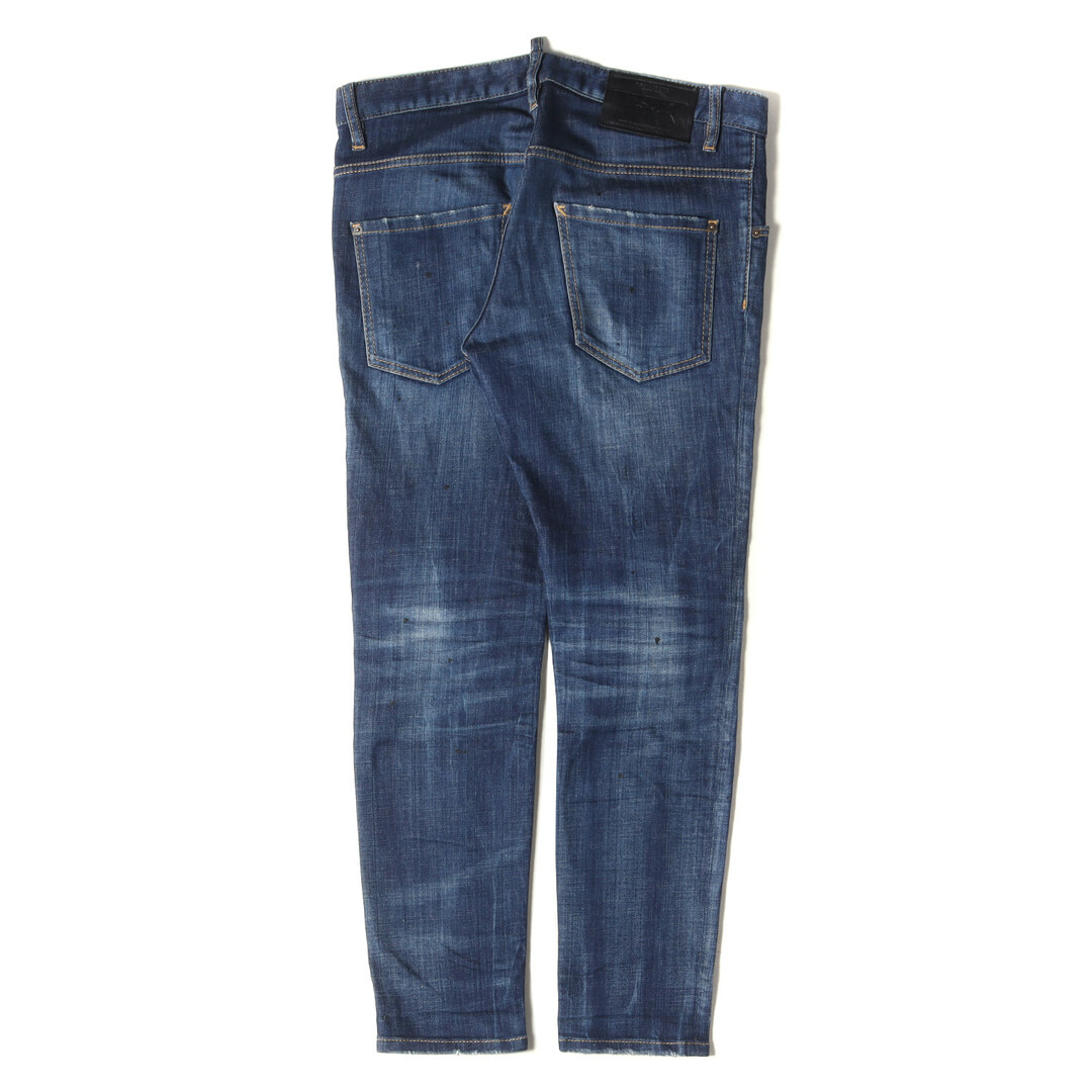 DSQUARED2 ディースクエアード デニムパンツ サイズ:46 18SS ウォッシュ ペイント加工 スケーター ジーンズ Skater Jean  S71LB0427 S30342 テーパード ストレッチ インディゴ イタリア製 ボトムス ズボン ジーパン【メンズ】【中古】