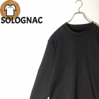 ヴィンテージ(VINTAGE)の【SOLOGNAC スウェット L 裏地フリース 肘当て 肉厚 ダーク系A632(スウェット)