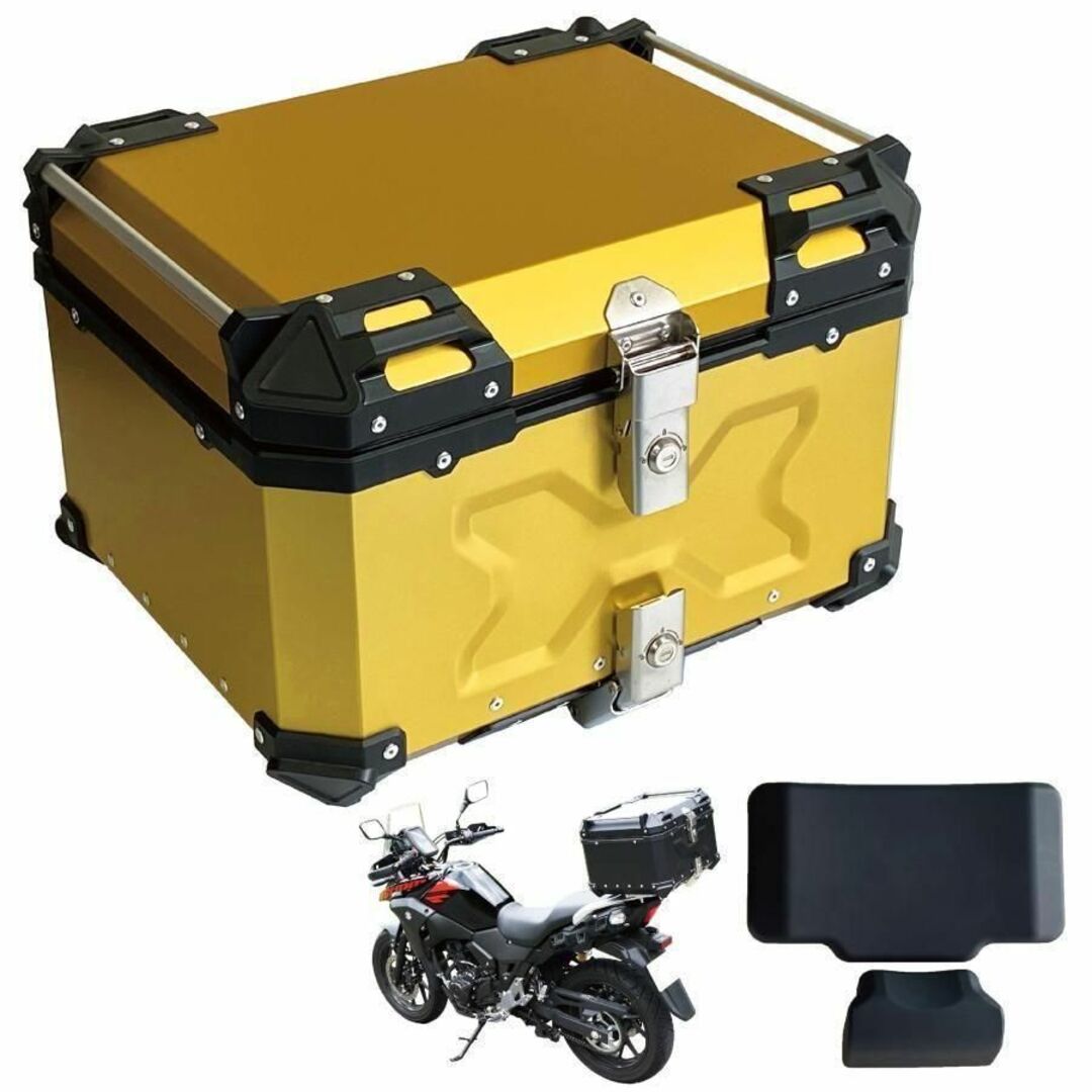 バイクリアボックス アルミトップケース (55L Gold 金) 1143 自動車/バイクのバイク(装備/装具)の商品写真