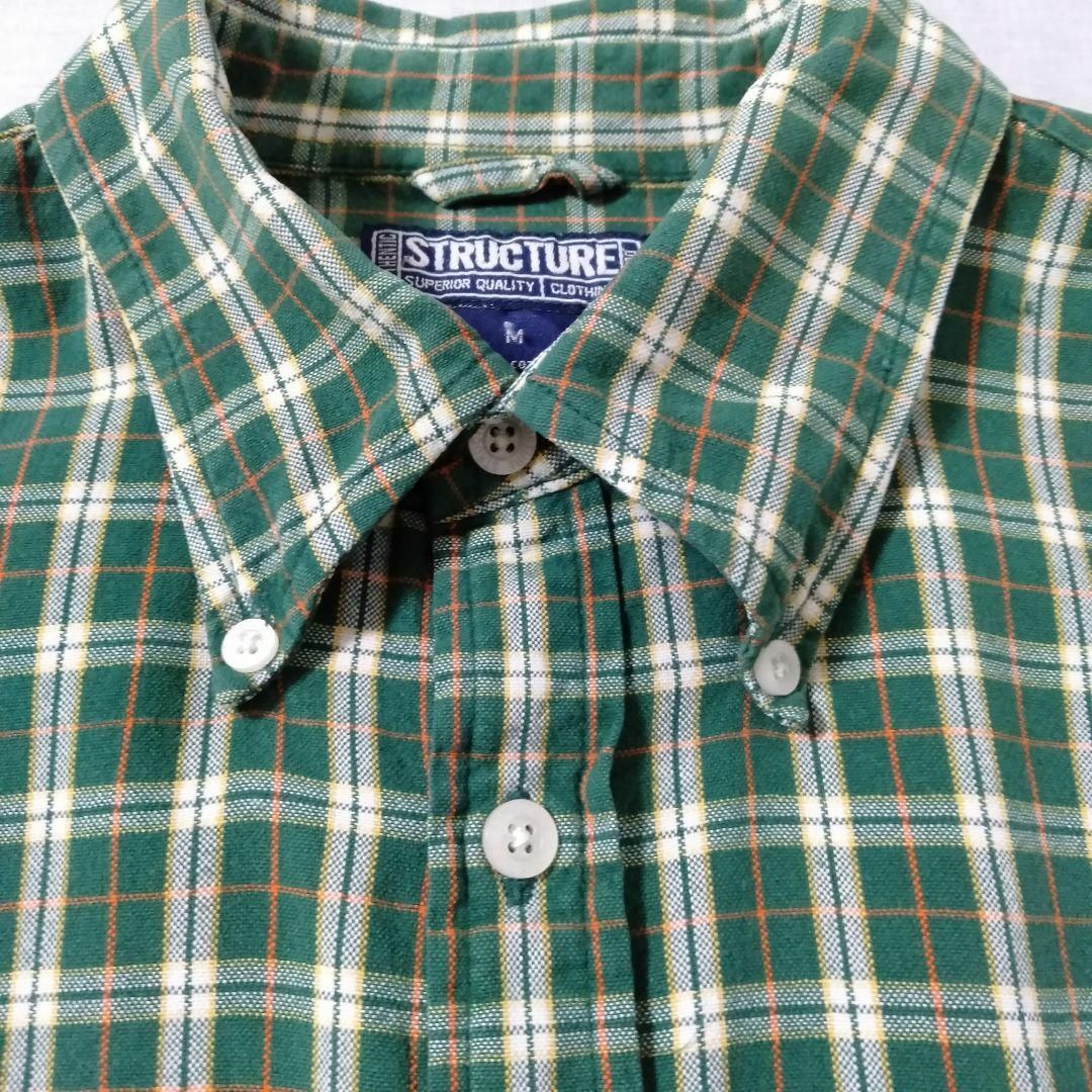 VINTAGE(ヴィンテージ)の【STRUCTURE チェック柄シャツ M ボタンダウン 海外古着 A638 メンズのトップス(シャツ)の商品写真