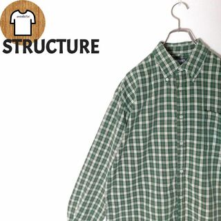 ヴィンテージ(VINTAGE)の【STRUCTURE チェック柄シャツ M ボタンダウン 海外古着 A638(シャツ)