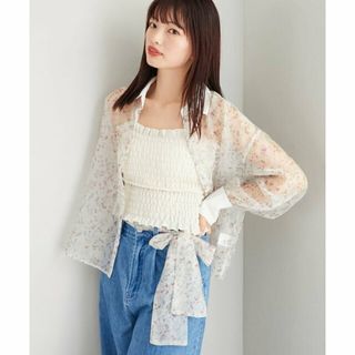 マジェスティックレゴン(MAJESTIC LEGON)の【ｱｲﾎﾞﾘｰ柄】Bloomingフラワーボウタイシャツ(シャツ/ブラウス(長袖/七分))