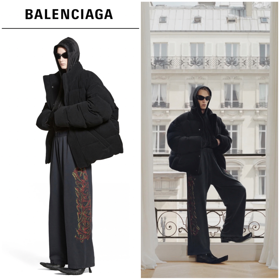 2024SS BALENCIAGA バレンシアガ スウェットパンツ XS杢ブラック状態